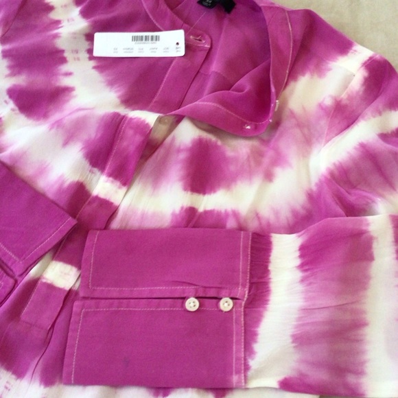 J Crew PINK Tie Dyed 100% SILK tunic NWT XS - Picture 8 of 11